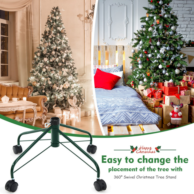 Metal Christmas Tree Stand with Rolling Wheels For Tree Up to 7/9 Ft Tall-7'Costway Gallery View 12 of 12