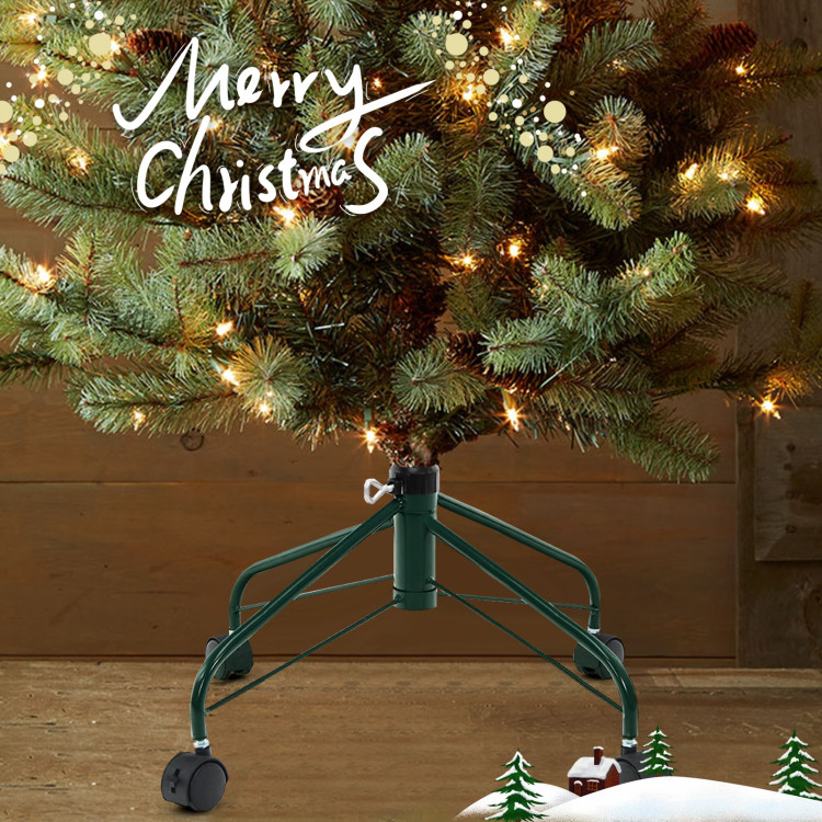 Metal Christmas Tree Stand with Rolling Wheels For Tree Up to 7/9 Ft Tall-7'Costway Gallery View 7 of 12