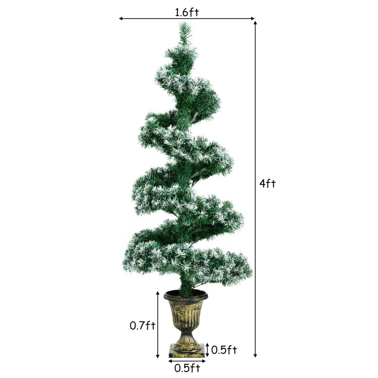 4 Feet Pre-Lit Spiral Wintry Helical Tree for Holiday CelebrationCostway Gallery View 5 of 13