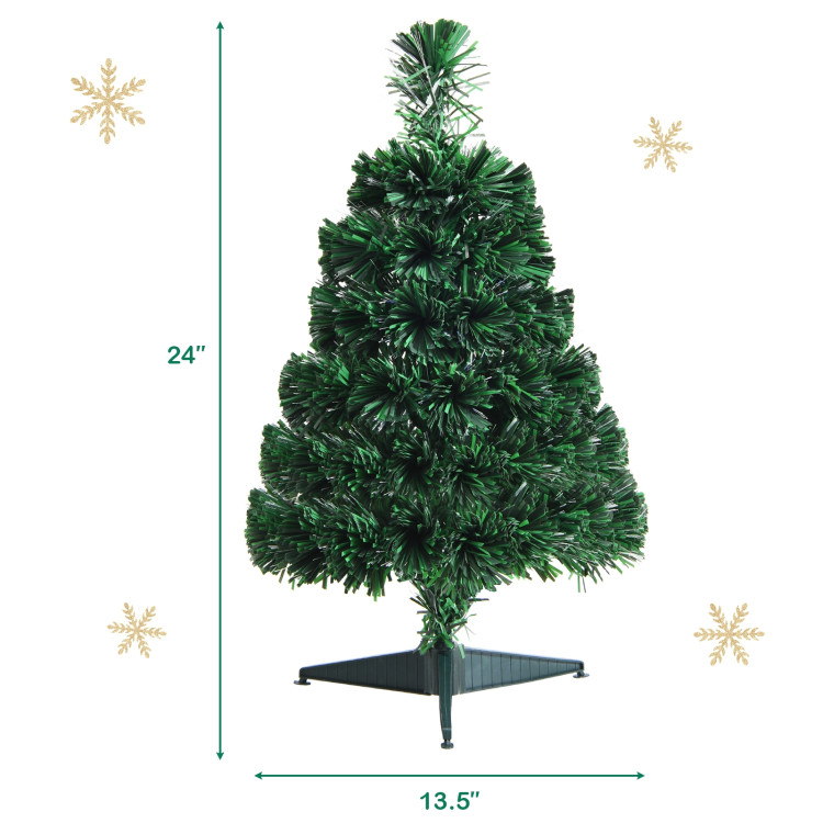 2 Feet Pre-lit Fiber Optic PVC Artificial Christmas Tree Tabletop with StandCostway Gallery View 4 of 11