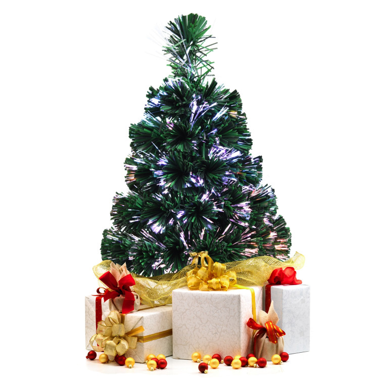 2 Feet Pre-lit Fiber Optic PVC Artificial Christmas Tree Tabletop with StandCostway Gallery View 8 of 11