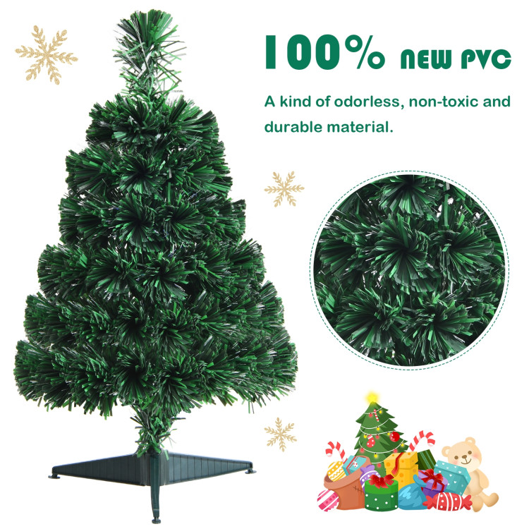 2 Feet Pre-lit Fiber Optic PVC Artificial Christmas Tree Tabletop with StandCostway Gallery View 5 of 11
