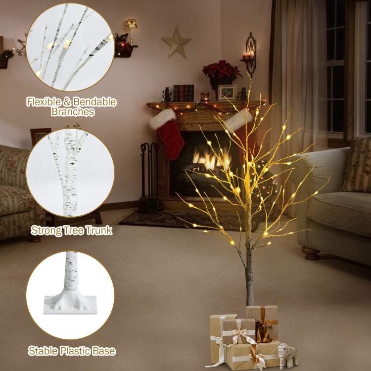 Pre-lit White Twig Birch Tree for Christmas Holiday with LED Lights-4 ftCostway Gallery View 11 of 11