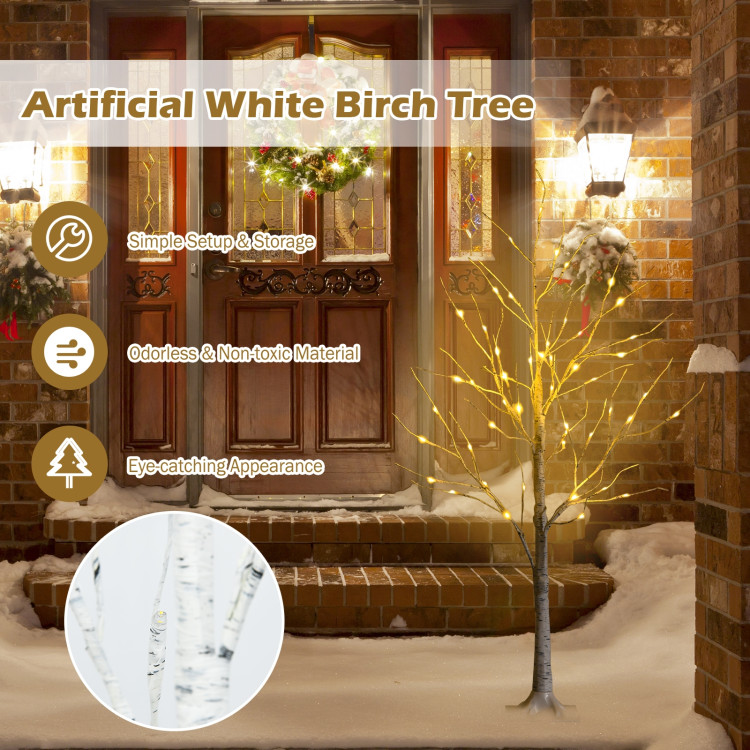 Pre-lit White Twig Birch Tree for Christmas Holiday with LED Lights-4 ftCostway Gallery View 2 of 11
