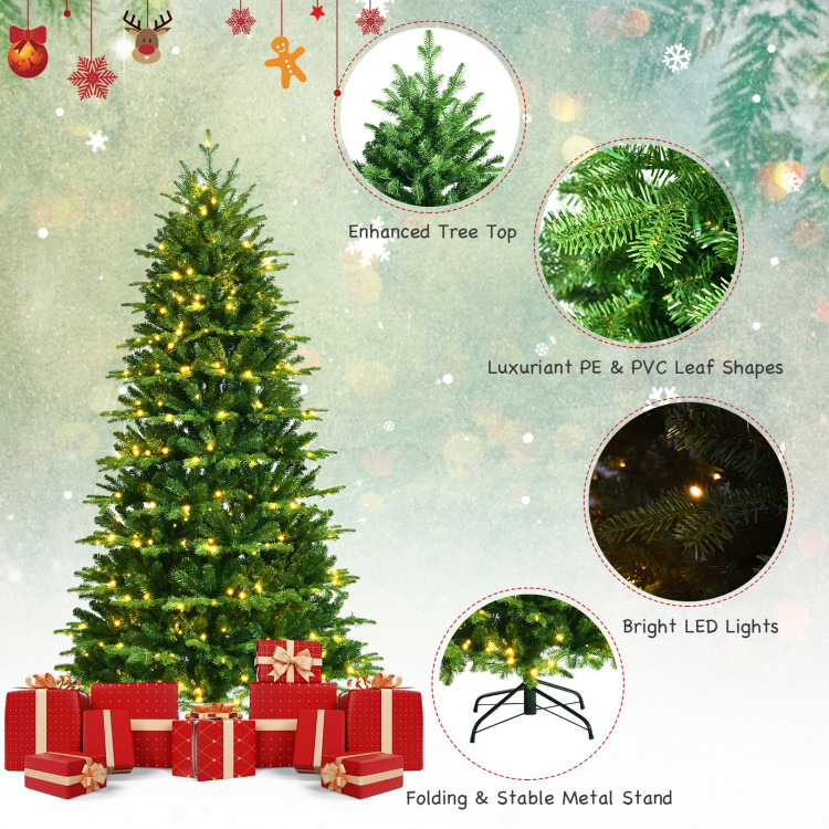 Costway 8ft Pre-lit Hinged Christmas Tree with Remote Control & 9