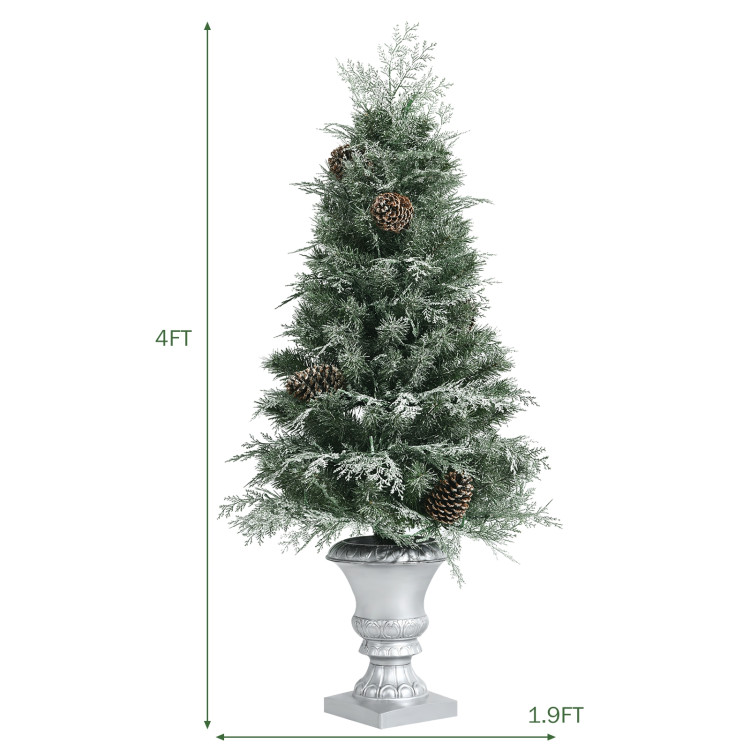 4 Feet Artificial Pre-Lit Christmas Tree with Pine ConesCostway Gallery View 5 of 13