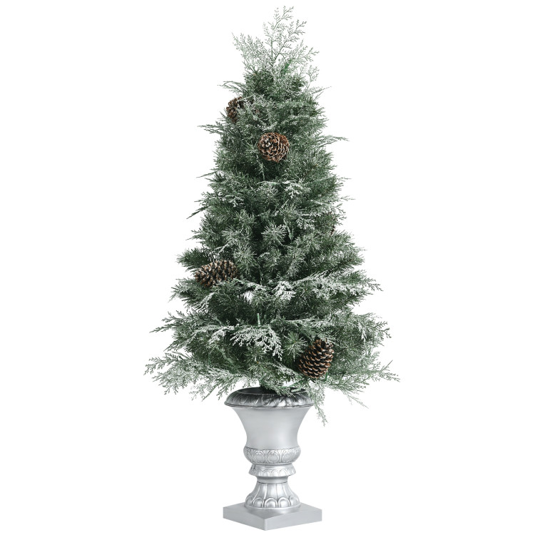 4 Feet Artificial Pre-Lit Christmas Tree with Pine ConesCostway Gallery View 1 of 13