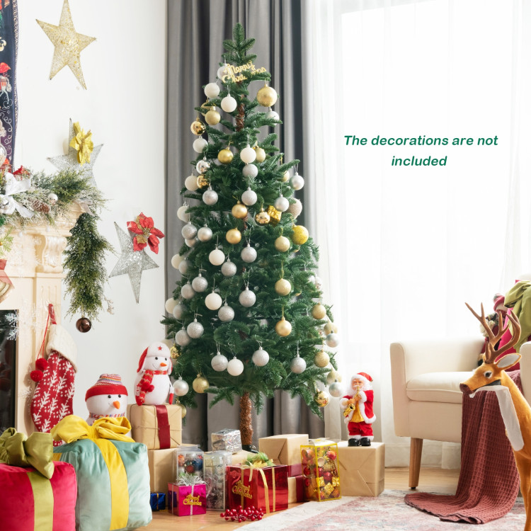 6 Feet Artificial Pencil Christmas Tree with 250 LightsCostway Gallery View 6 of 11