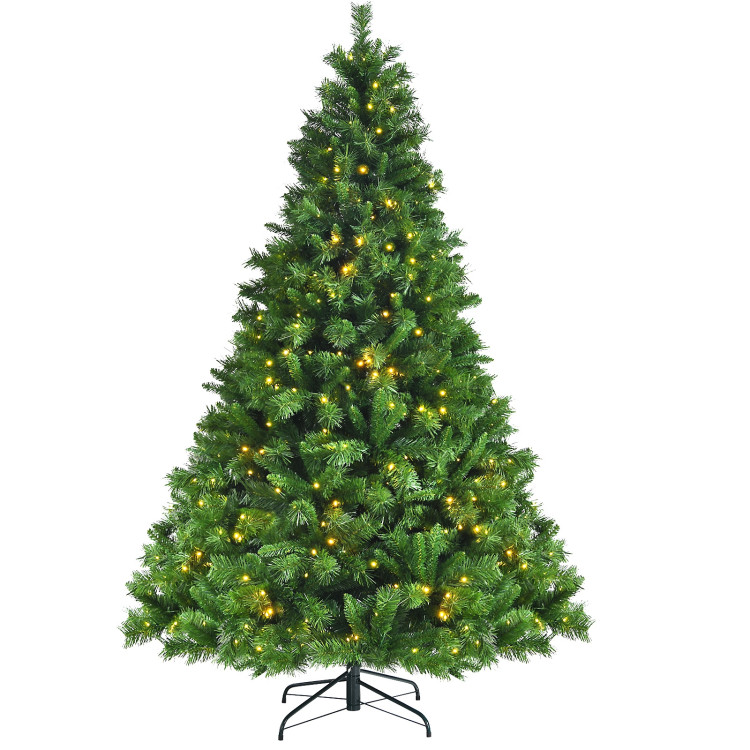 Pre-Lit Hinged Lifelike Lush Artificial Christmas Tree with PVC Tips-7'Costway Gallery View 3 of 13