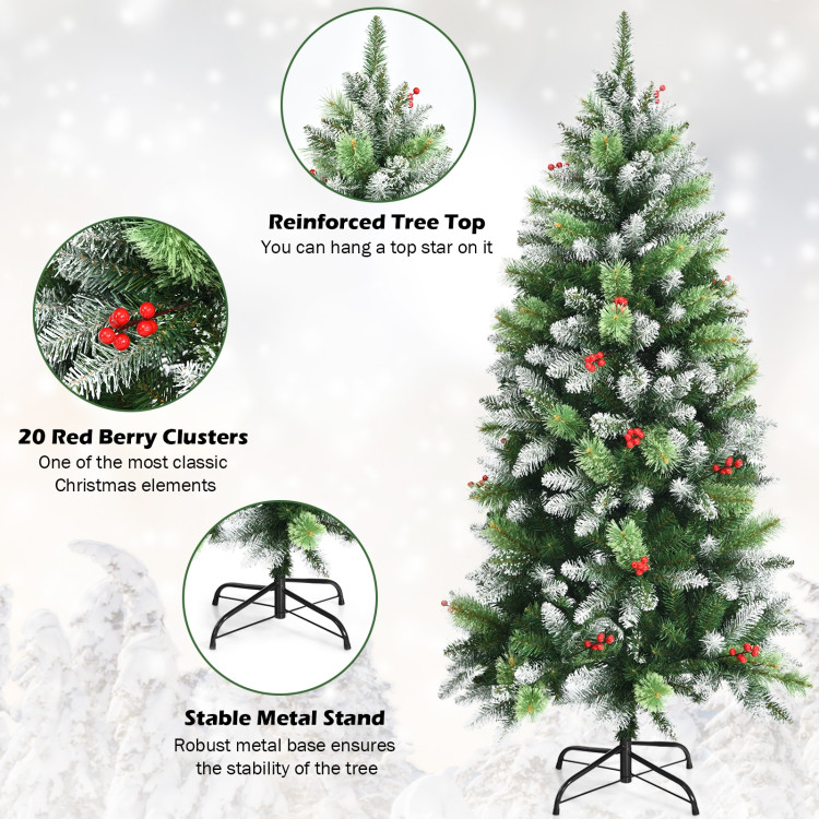 Snow Sprayed Christmas Tree for Holiday Festival Decoration - Costway