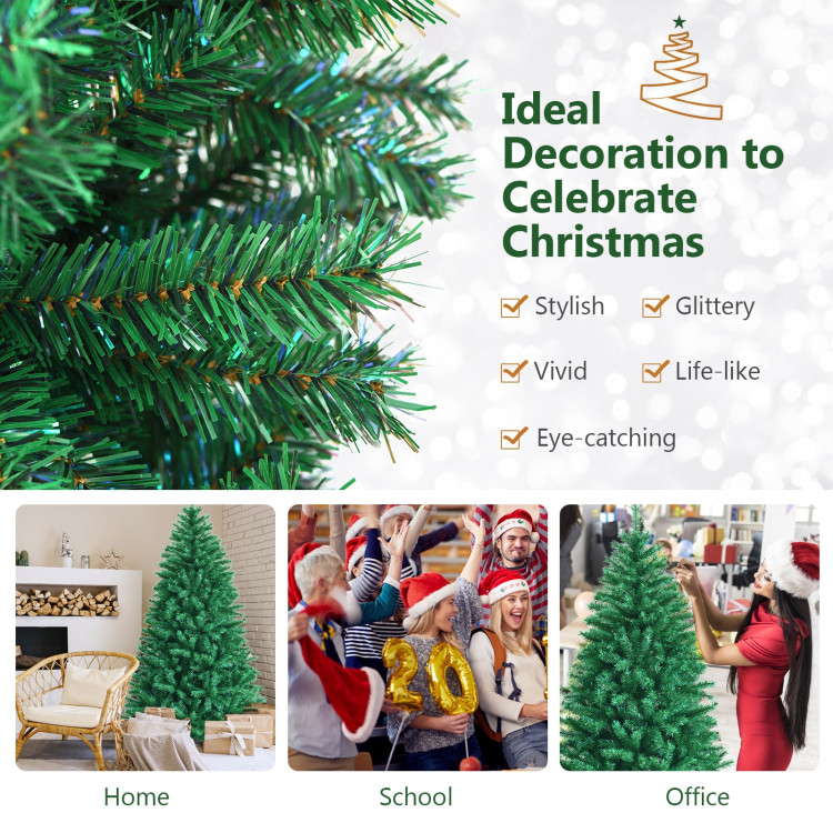 7 Feet Green Artificial Christmas Tree with 1160 Iridescent Branch TipsCostway Gallery View 13 of 13