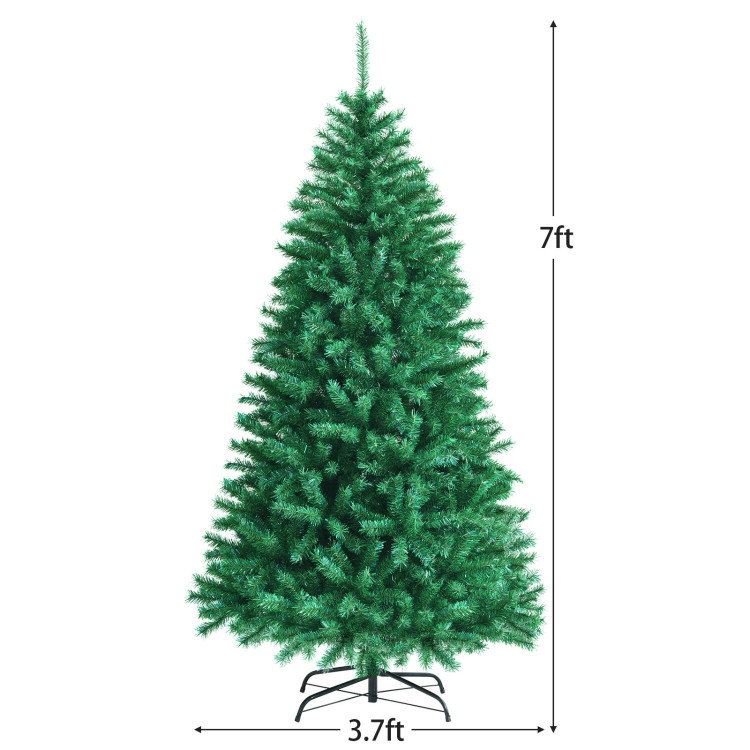7 Feet Green Artificial Christmas Tree with 1160 Iridescent Branch TipsCostway Gallery View 4 of 13