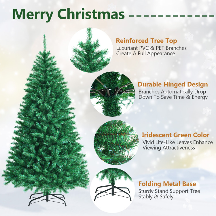 7 Feet Green Artificial Christmas Tree with 1160 Iridescent Branch TipsCostway Gallery View 12 of 13