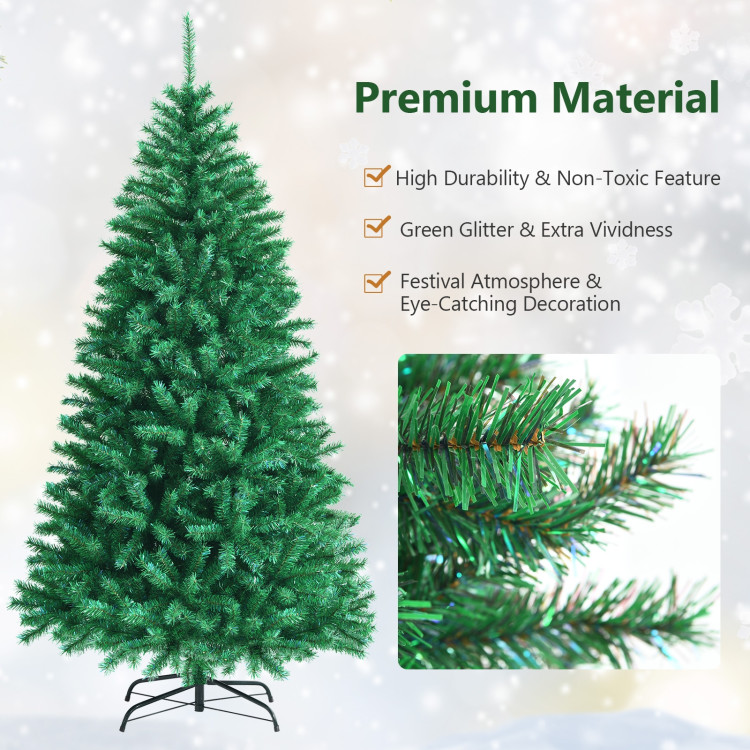 7 Feet Green Artificial Christmas Tree with 1160 Iridescent Branch TipsCostway Gallery View 5 of 13