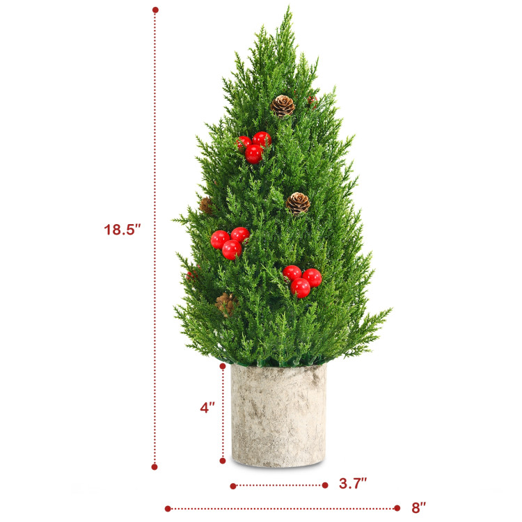 18.5 Inch Tabletop Artificial Christmas Tree with 170 PE Branches and Pulp StandCostway Gallery View 4 of 11
