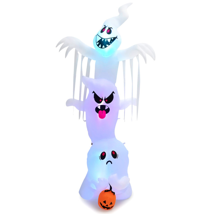 10 Feet Giant Inflatable Halloween Overlap Ghost Decoration with Colorful RGB LightsCostway Gallery View 1 of 12