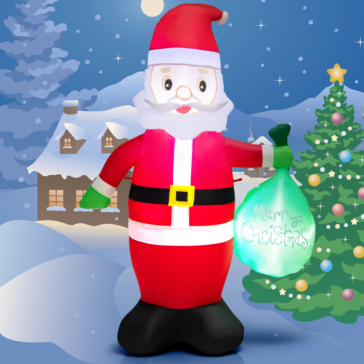 5 Feet Christmas Inflatable Santa Claus Holding Gift Bag for Yard and Garden LawnCostway Gallery View 9 of 11