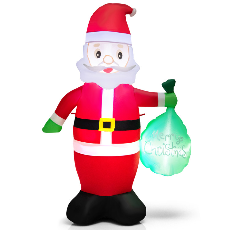 5 Feet Christmas Inflatable Santa Claus Holding Gift Bag for Yard and Garden LawnCostway Gallery View 3 of 11