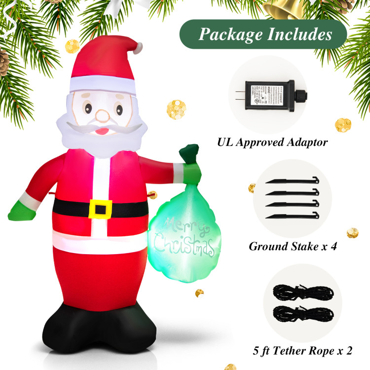 5 Feet Christmas Inflatable Santa Claus Holding Gift Bag for Yard and Garden LawnCostway Gallery View 5 of 11