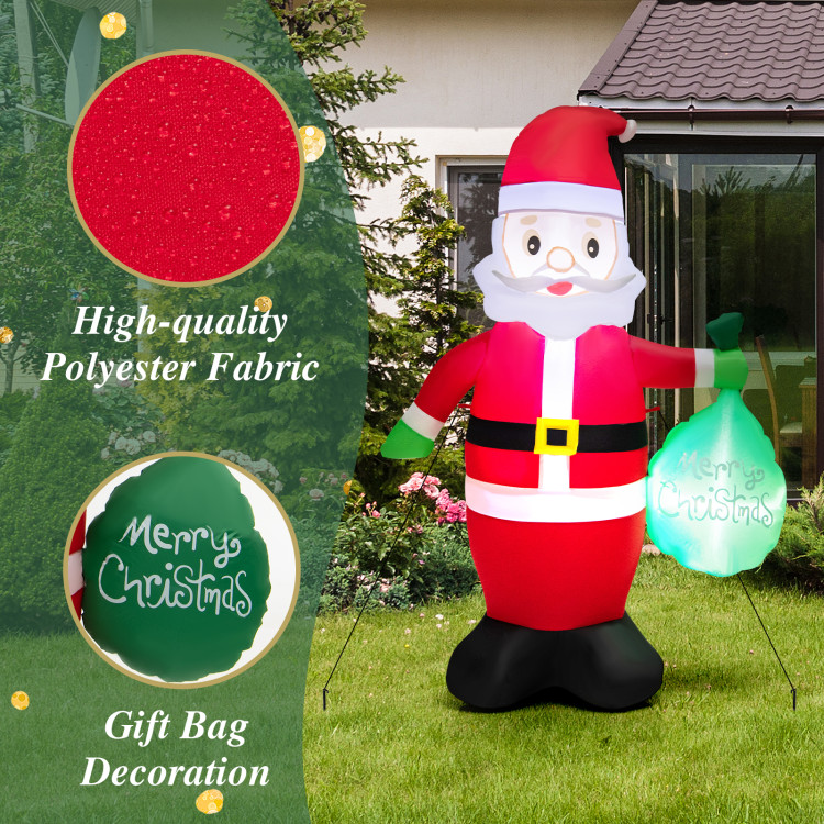 5 Feet Christmas Inflatable Santa Claus Holding Gift Bag for Yard and Garden LawnCostway Gallery View 10 of 11