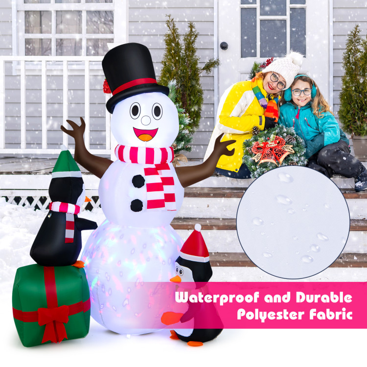 6 Feet Lighted Inflatable Snowman Christmas Decoration with PenguinCostway Gallery View 8 of 10