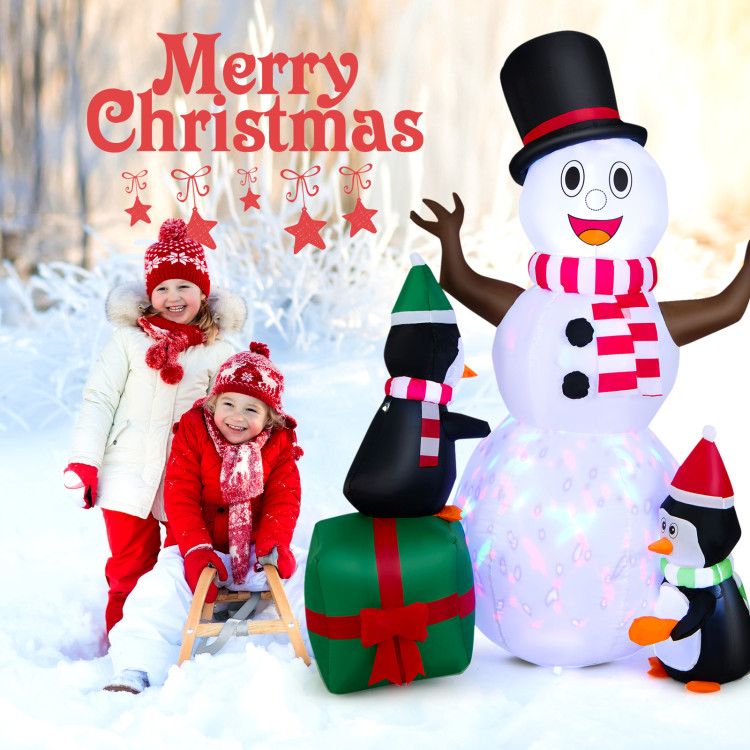 6 Feet Lighted Inflatable Snowman Christmas Decoration with PenguinCostway Gallery View 6 of 10