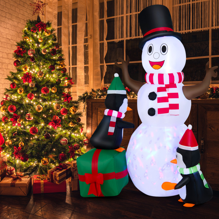 6 Feet Lighted Inflatable Snowman Christmas Decoration with PenguinCostway Gallery View 9 of 10