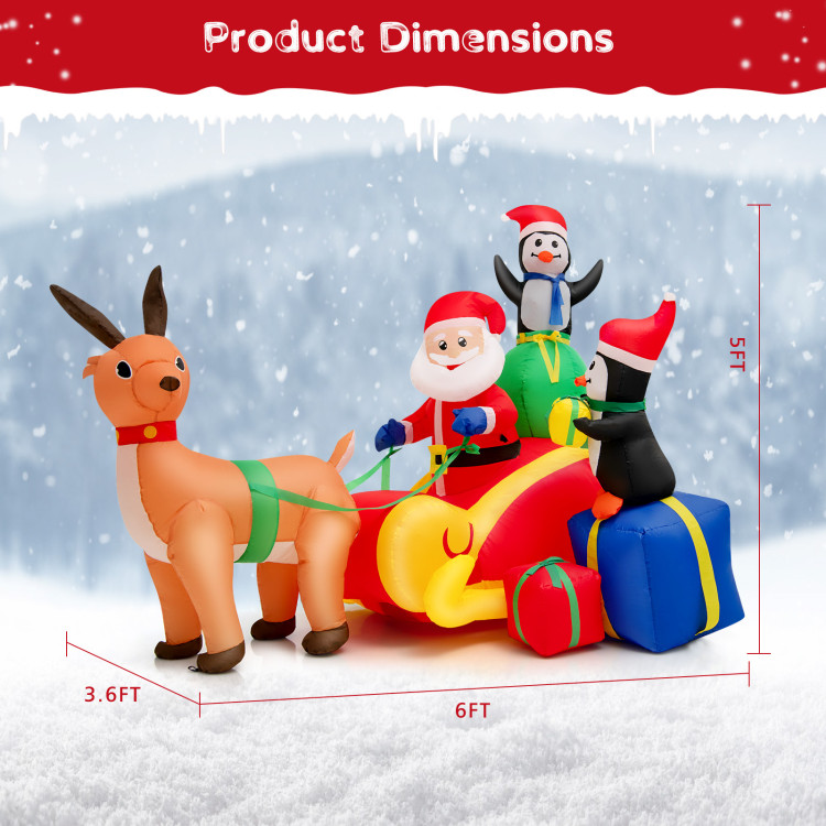 6 Feet Long Christmas Inflatable Decoration with Built-in LED Lights and Waterproof BlowerCostway Gallery View 4 of 10