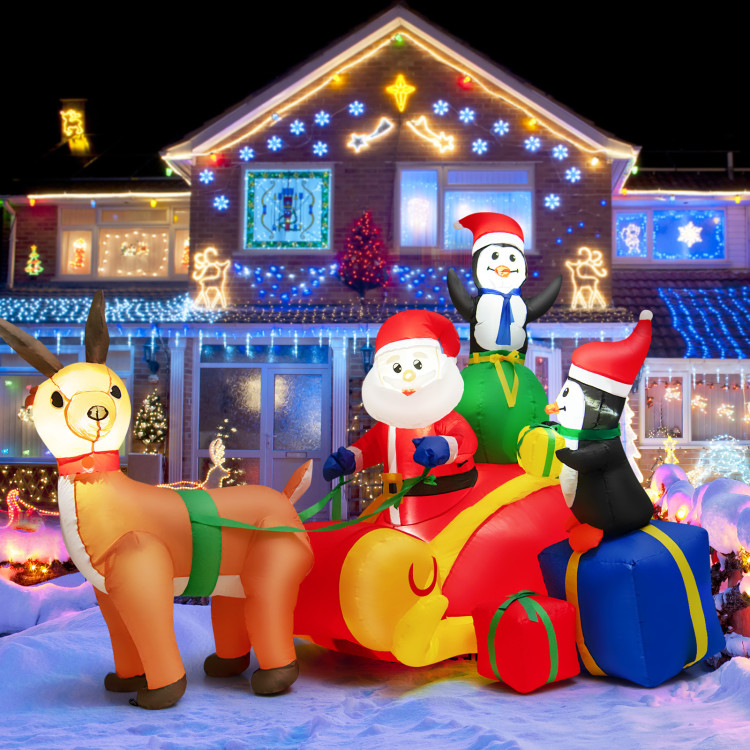 6 Feet Long Christmas Inflatable Decoration with Built-in LED Lights and Waterproof BlowerCostway Gallery View 1 of 10