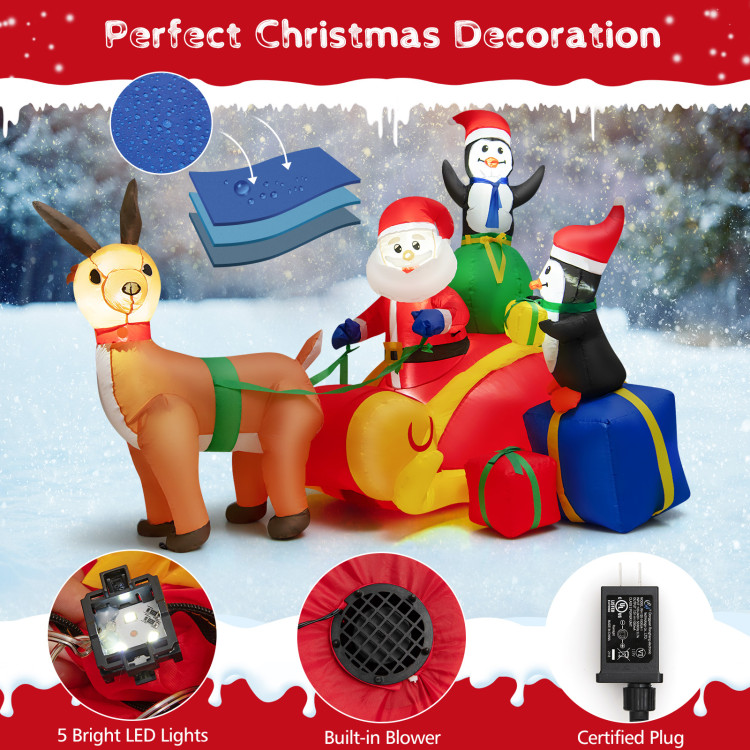 6 Feet Long Christmas Inflatable Decoration with Built-in LED Lights and Waterproof BlowerCostway Gallery View 2 of 10