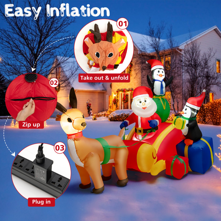 6 Feet Long Christmas Inflatable Decoration with Built-in LED Lights and Waterproof BlowerCostway Gallery View 9 of 10
