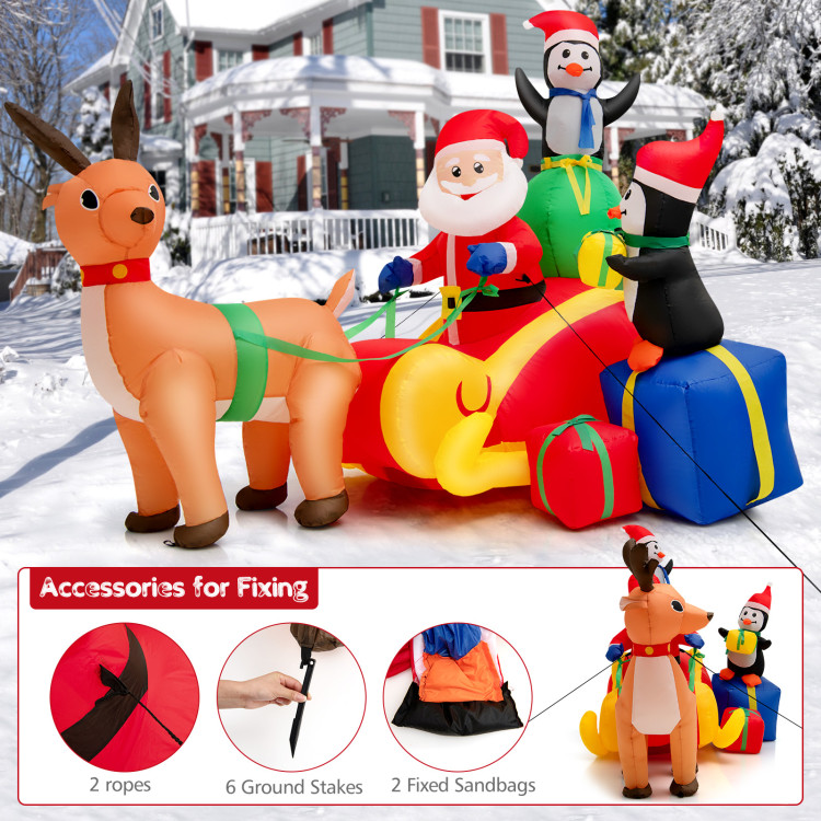 6 Feet Long Christmas Inflatable Decoration with Built-in LED Lights and Waterproof BlowerCostway Gallery View 5 of 10
