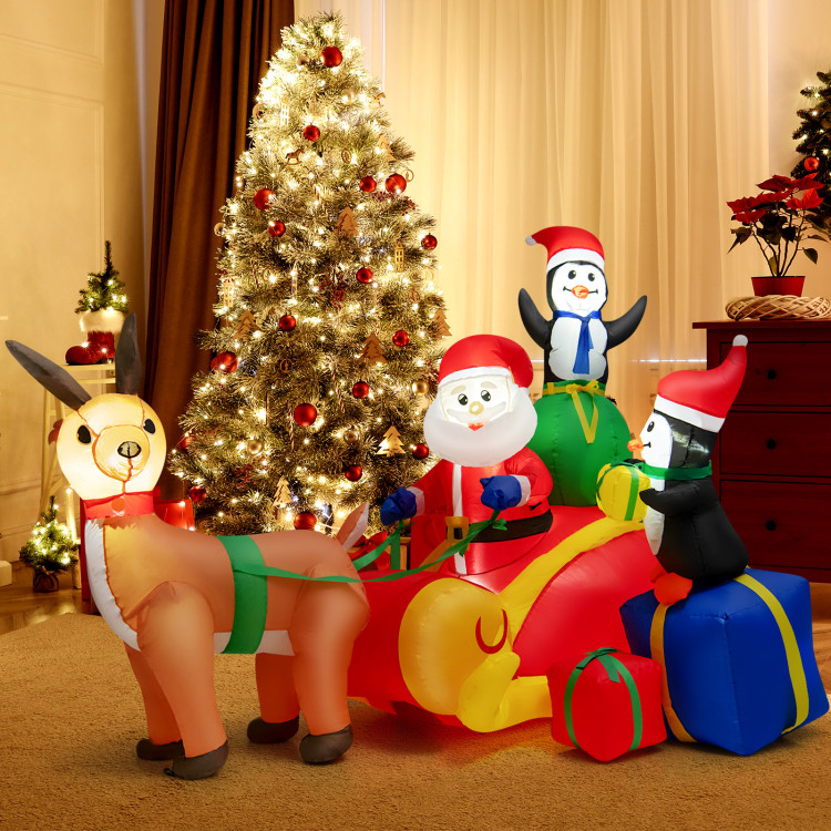 6 Feet Long Christmas Inflatable Decoration with Built-in LED Lights and Waterproof BlowerCostway Gallery View 6 of 10