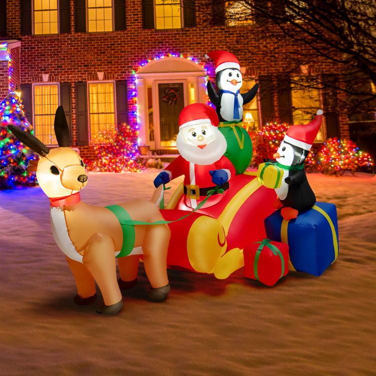 6 Feet Long Christmas Inflatable Decoration with Built-in LED Lights and Waterproof BlowerCostway Gallery View 8 of 10