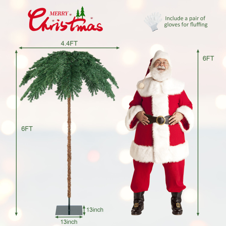 6 Feet Pre-Lit Xmas Palm Artificial Tree with 250 Warm-White LED LightsCostway Gallery View 4 of 10