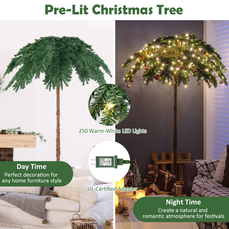 6 Feet Pre-Lit Xmas Palm Artificial Tree with 250 Warm-White LED LightsCostway Gallery View 3 of 10