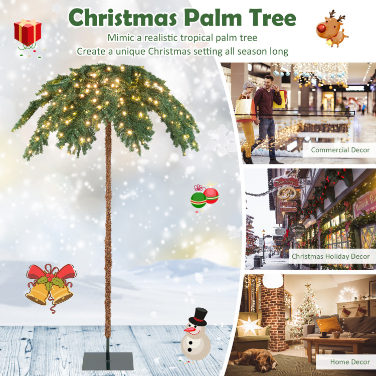 6 Feet Pre-Lit Xmas Palm Artificial Tree with 250 Warm-White LED LightsCostway Gallery View 10 of 10