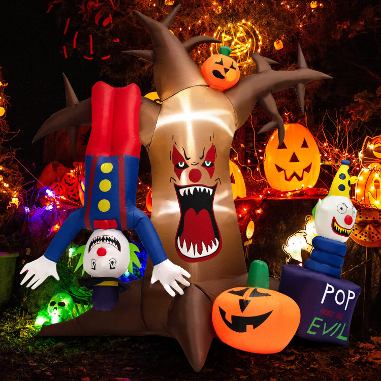 8 Feet Halloween Inflatable Tree Giant Blow-up Spooky Dead Tree with Pop-up ClownsCostway Gallery View 8 of 10