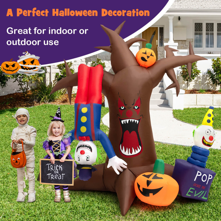8 Feet Halloween Inflatable Tree Giant Blow-up Spooky Dead Tree with Pop-up ClownsCostway Gallery View 3 of 10