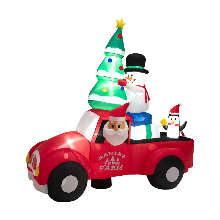 8 Feet Wide Inflatable Santa Claus Driving a Car with LED and Air BlowerCostway Gallery View 4 of 12