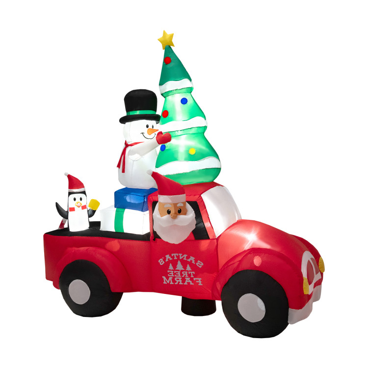 8 Feet Wide Inflatable Santa Claus Driving a Car with LED and Air BlowerCostway Gallery View 1 of 12