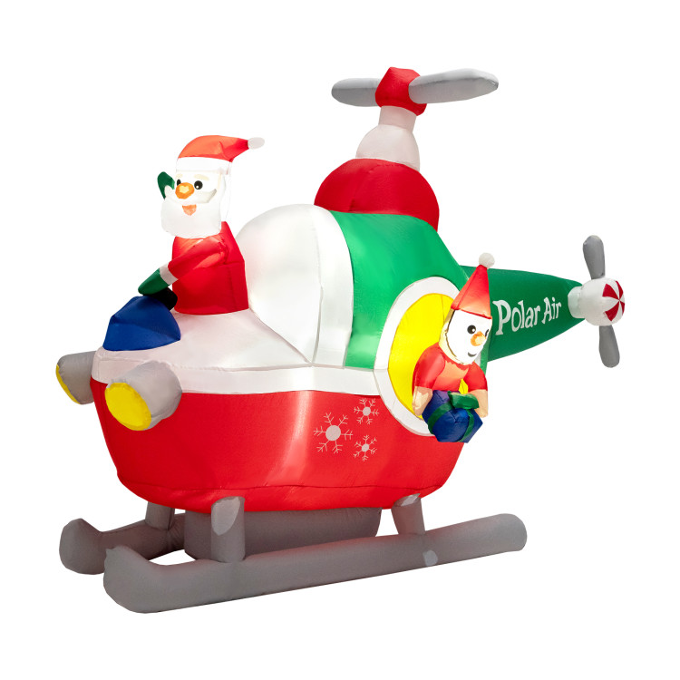 6 Feet Wide Inflatable Santa Claus Flying a Helicopter with Air BlowerCostway Gallery View 4 of 11