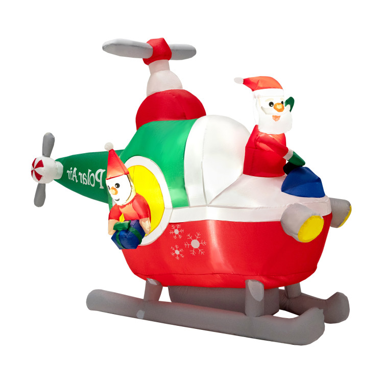 6 Feet Wide Inflatable Santa Claus Flying a Helicopter with Air BlowerCostway Gallery View 1 of 11