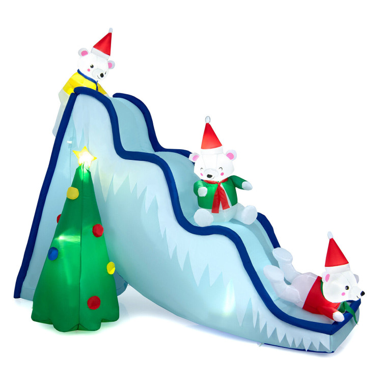 9 Feet Inflatable Polar Bear Slide Scene Decoration with LED LightsCostway Gallery View 1 of 11