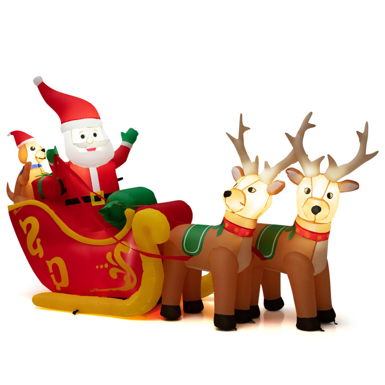 7.2 Feet Long Christmas Inflatable Santa on Sleigh with LED Lights Dog and Gifts YardCostway Gallery View 1 of 11