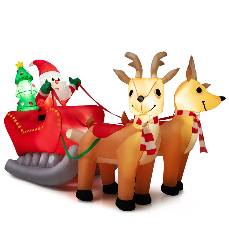 7.2 Feet Long Christmas Inflatable Santa Rides Sled with LED LightsCostway Gallery View 1 of 11