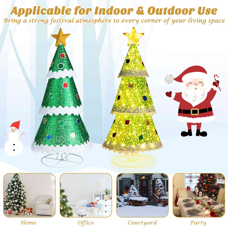 4.6 Feet Pre-Lit Pop-up Christmas Tree with 110 Warm Lights-GreenCostway Gallery View 10 of 10