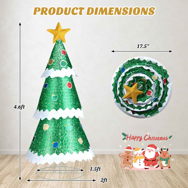 4.6 Feet Pre-Lit Pop-up Christmas Tree with 110 Warm Lights-GreenCostway Gallery View 4 of 10