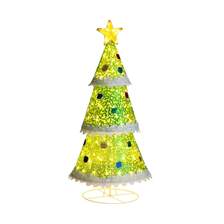 4.6 Feet Pre-Lit Pop-up Christmas Tree with 110 Warm Lights-GreenCostway Gallery View 1 of 10