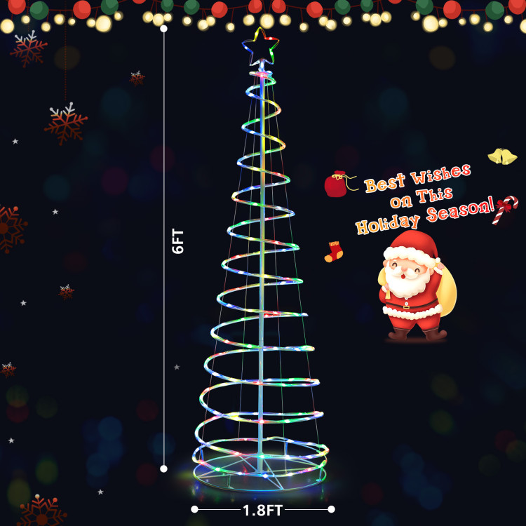 6 Feet Light Up Spiral Christmas Tree with Tree Top Star-WhiteCostway Gallery View 4 of 10